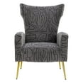 thumbnail image 3 of Velvet Accent Chair, Modern Wingback Armchair with High Back and Golden Metal Legs, Upholstered Sofa Chair Lounge Chair, Mid Century Vanity Chair for Living Room Bedroom, Gray, 3 of 7