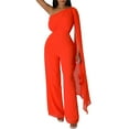 thumbnail image 1 of Vestido de noche de mujer con un solo hombro - Sofisticado conjunto de fiesta - Falda fluida con cremallera trasera - Color liso para ocasiones especiales, 1 of 7