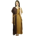 thumbnail image 4 of Bimba Womens Long Rayon 2 Colours Kaftan With Belt Designer Beach Cover Up Caftan Maxi Dress, 4 of 9