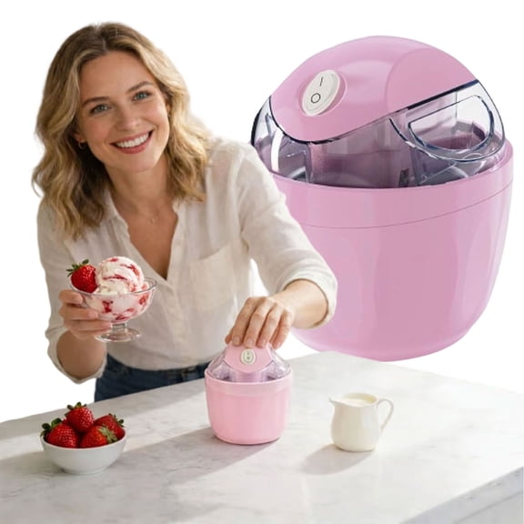 Mini Ice Cream Maker, 17oz Automatic Home Ice Cream Maker, 15-Minute Quick Freeze, One-Touch Control for Family Use