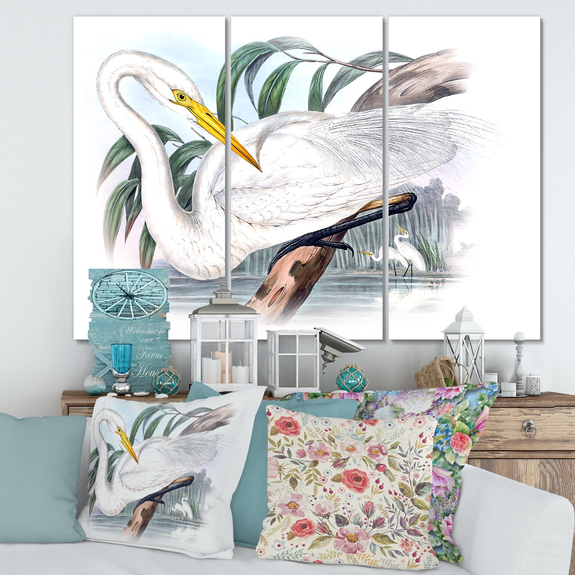 Designart ' Ancient Australian Birds IV ' Traditional Canvas Wall Art Print