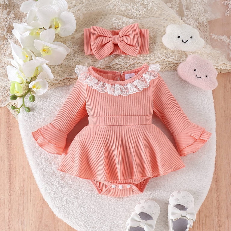 Baby Girl Romper Dress Long Sleeve Christmas Birthday Party Wedding Dresses with Bow Headband Fall Clothes for Baby Little Kids 0-3 Months - Walmart.com Baby Girl Romper Dress Long Sleeve Christmas Birthday Party Wedding Dresses with Bow Headband Fall Clothes for Baby Little Kids 0-3 Months - Walmart.com