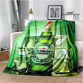 thumbnail image 1 of Manta de franela con estampado de cerveza verde, mantas cálidas para camas, manta de Picnic, forros de cama, regalo de cumpleaños, 1 of 4