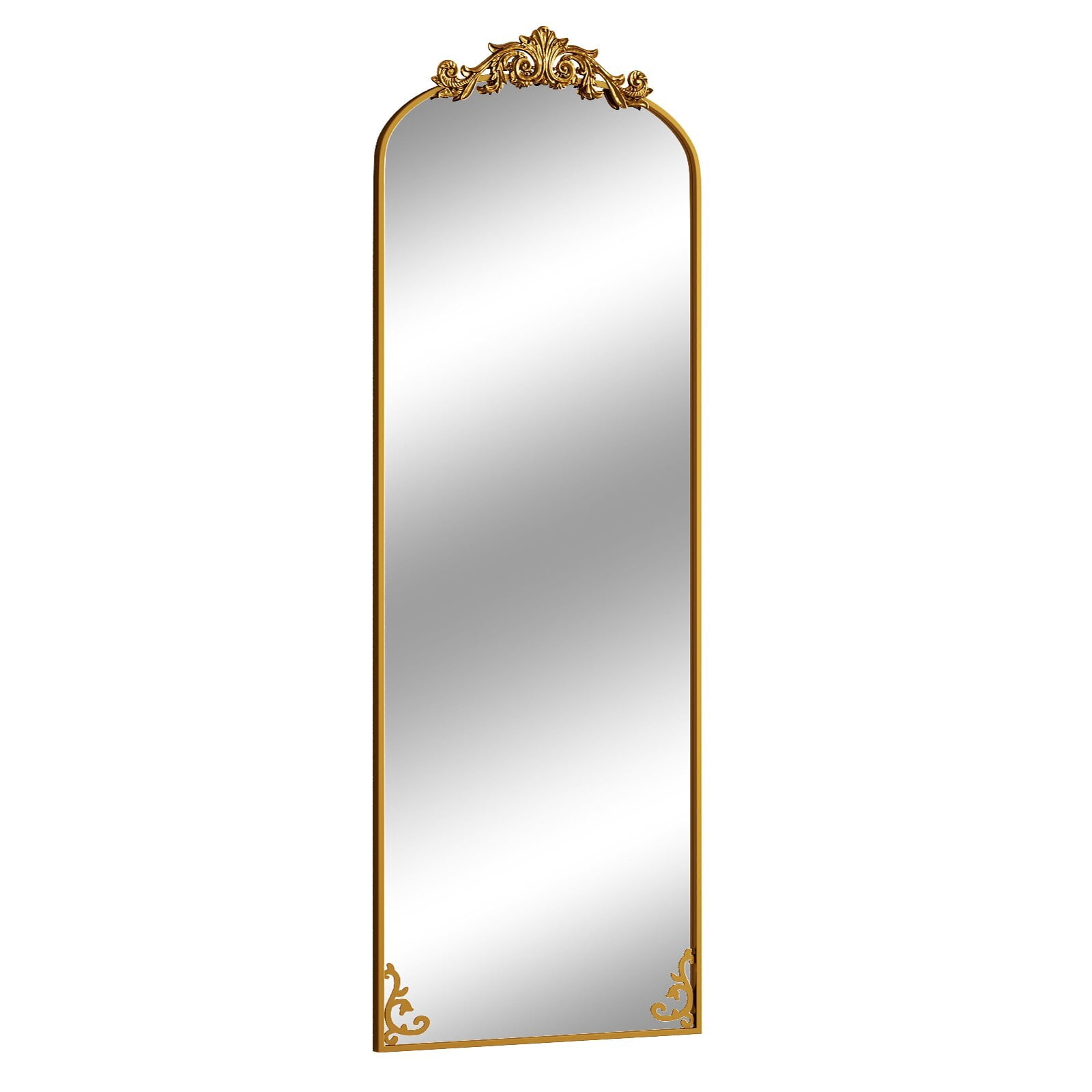 BEAUTYPEAK 64"x21" Antique Arched Full-Length Freestanding Floor Mirror,Bronze