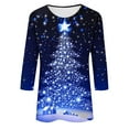 thumbnail image 4 of Christmas T Shirts for Women 3/4 Sleeve Holiday Graphic Tee Loose Casual Tops Xmas Party Outfit Pullover, 4 of 4