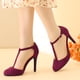 thumbnail image 2 of Mujer Mary Janes T-Strap Stiletto Heels Dress Pumps Borgoña US 9/UK 7/EU 40, 2 of 6