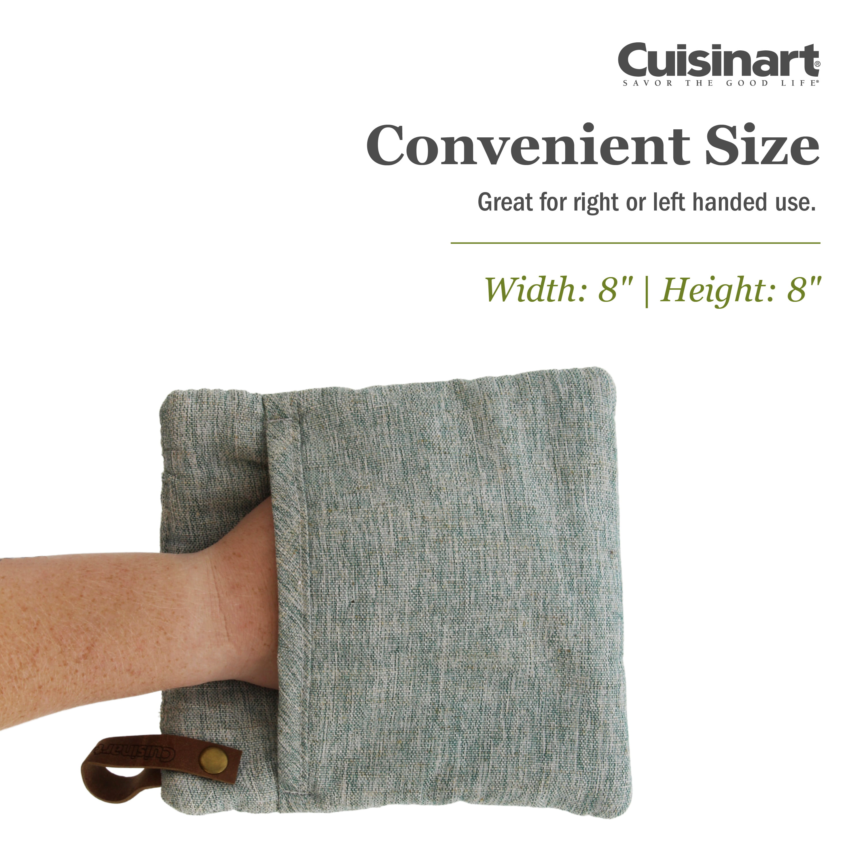 Cuisinart Chambray Neoprene Mini Oven Mitts, 2pk Non-Slip Grip, Faux  Leather Loop - Ideal Set for Handling Hot Cookware, Bakeware- Gray 