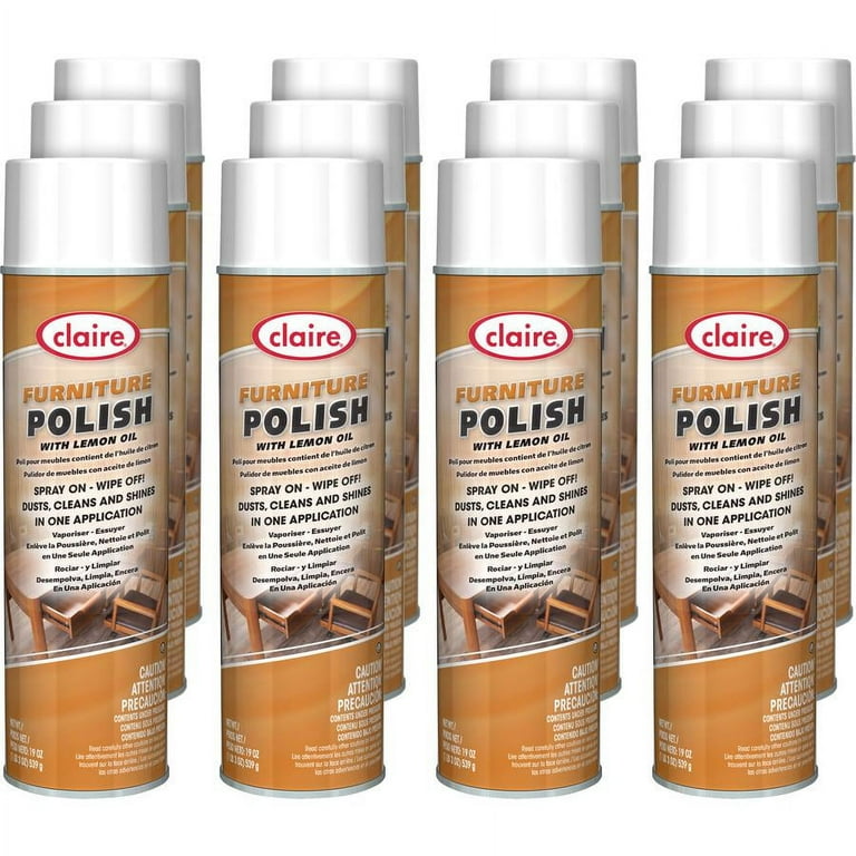 Claire Multi-Surface Furniture Polish - 19 oz (1.19 lb) - Fresh Lemon Scent - 12 / Carton - Dust-free, Pleasant Scent, Easy to Use - Brown Claire Multi-Surface Furniture Polish - 19 oz (1.19 lb) - Fresh Lemon Scent - 12 / Carton - Dust-free, Pleasant Scent, Easy to Use - Brown