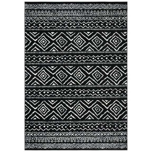 SAFAVIEH Tulum Merletta Moroccan Geometric Area Rug, Black/Ivory, 9' x 12'