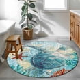 thumbnail image 4 of Round Rugs 3 Ft, Sea Turtle Coastal Non Slip Area Rugs for Kitchen Bedroom Entryway, Nautical Summer Coral Ocean Vintage Washable Carpet Runner Rug Floor Mats for Bedroom Home Decor, 4 of 9