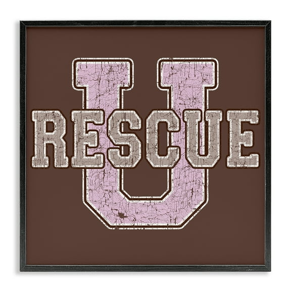 Stupell Industries Rescue U Vintage College Animals Painting Black Framed Art Print Wall Art, 12 x 12