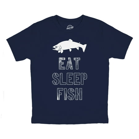 Youth Eat Sleep Fish T Shirt Funny Fishing Tee for Kids