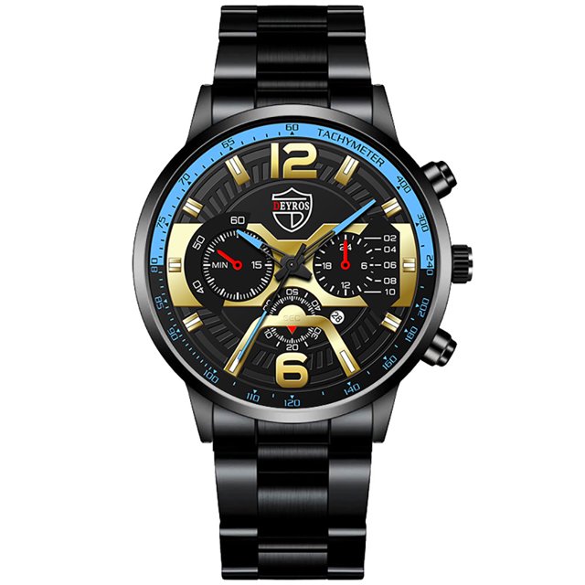 Reloj de calendario de moda para hombres popular Reloj de estudiante de estilo coreano para hombres Reloj de cuarzo de acero inoxidable para hombres