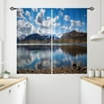 thumbnail image 1 of Green Marble Blackout Kitchen Window Tier Curtains and Valance Set, 36 Inch Abstract Art Window Curtains Set with Rod Pocket for Small Windows, Living Room or Bathroom, 1 of 4