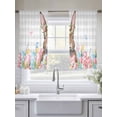 thumbnail image 5 of Bunny Easter Sheer Curtains 45 Inch Length 2 Panels Set Window Treatments, Pink Floral Eggs Farmhouse Checkered Rod Pocket Semi Curtains for Living Room/Bedroom/Kitchen Décor, 104"W x 45"L, 5 of 7