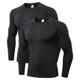 thumbnail image 4 of Paquete de 2 camisas de compresión para hombre, camisetas de entrenamiento atlético de manga larga, capa base, camiseta de entrenamiento atlético deportivo de secado rápido, 4 of 5