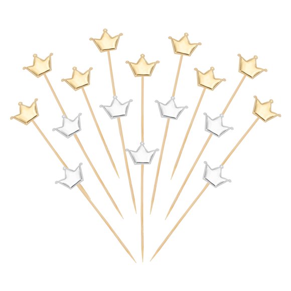 Uxcell Crown Cupcake Toppers Glittery Princess Cake Toppers Mini Cupcake Picks, Fit for Birthday Party Cake Decorations Gold/Silver