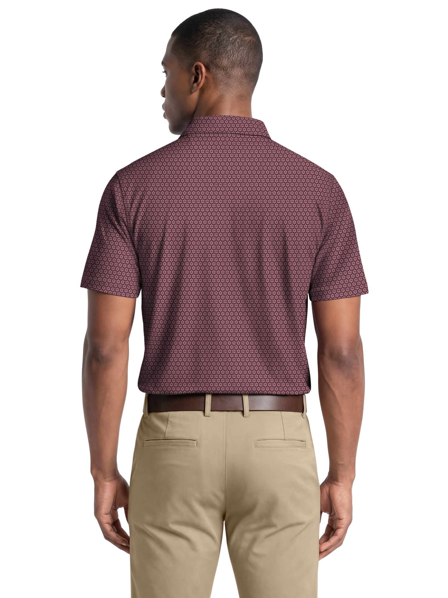 Ben Hogan Performance Men's & Big Men's Flower Geo Print Short Sleeve Golf Polo Shirt, Sizes S-4XLT