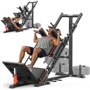 FED Fitness 3‑in‑1 Leg Press Hack Squat Machine with Stretch Board – Adjustable Leg Press Machine for Home Gym with Full Range of Motion & Ultra-Quiet Pulley System