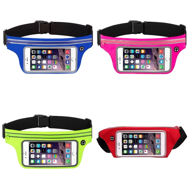 YWIYIUD 4 Pcs Sac Banane de Course Portable et Pratique 11.02x4.72 Pouces avec Étui à Écran Tactile Poche Sac Banane de Sport Durable Convenant à la Randonnée au Camping à la Course et au Voyage