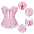 thumbnail image 4 of COMVALUE Corset Tops for Women Bustier Shapewear Lingerie Lace Waist Push Up Bodysuit (Pink, 5XL), 4 of 5