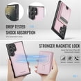 thumbnail image 3 of JEEHOOD Case For Samsung Galaxy S24 Ultra 5G, RFID Blocking, PU Leather,Compatible With MagSafe Detachable 2 In 1 Wallet With Built-in Push Card Holder,Kickstand Magnetic Protective Cover,Pink, 3 of 7