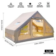 4-6 People for Camping Inflatable Tent, Glamping Tent with Stove Jack , 4 Seasons available Waterproof Blow Up Tent