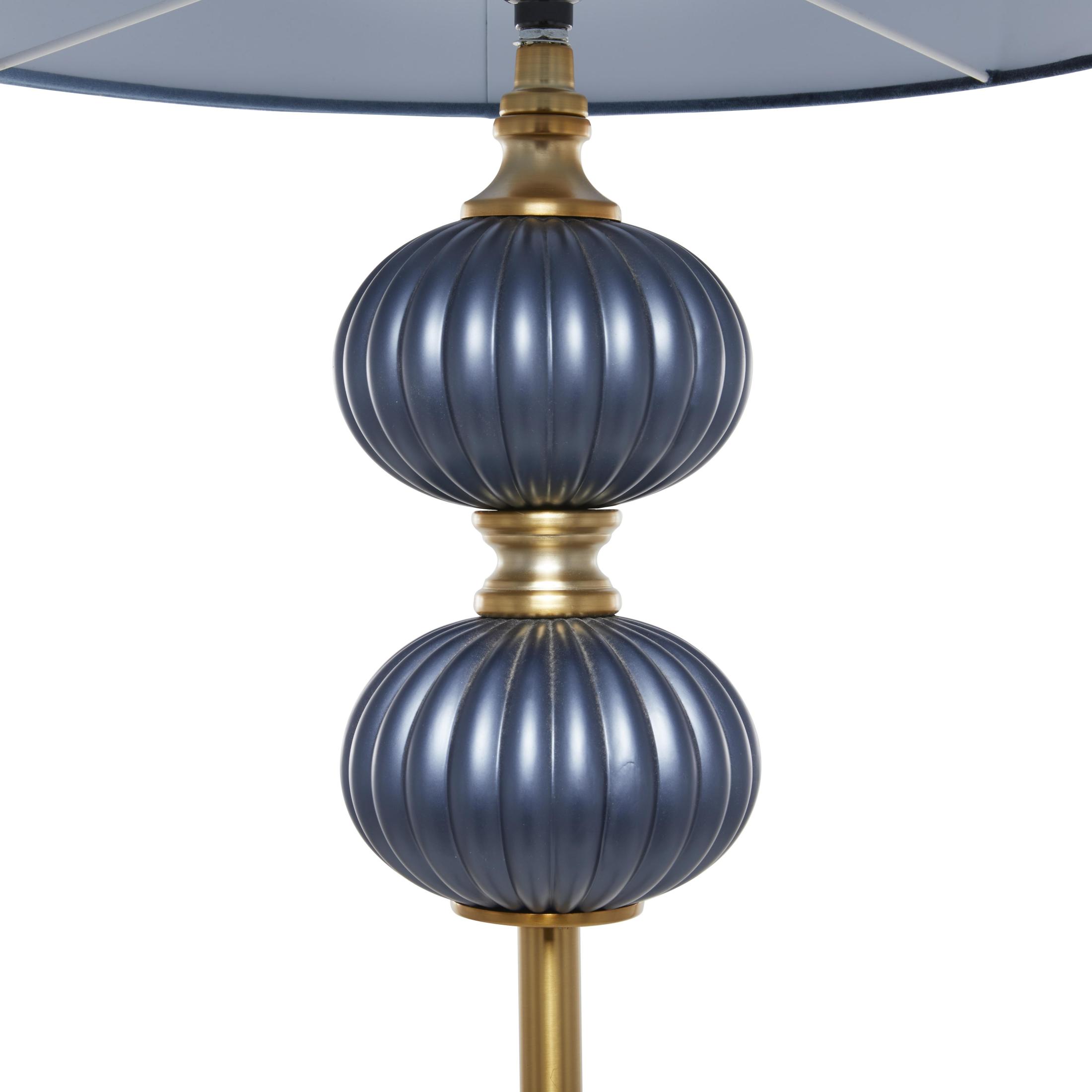 DecMode 69" Ribbed Blue Floor Lamp with Blue Velvet Shade