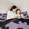 thumbnail image 4 of jejeloiu Spooky Bats Bedding Comforter Set 7 Pieces,Happy Halloween Day Full Bedding Set,Black Purple Fitted Sheet Flat Sheet For Boys Kids,Luxury Bedroom Decor Reversible, 4 of 8