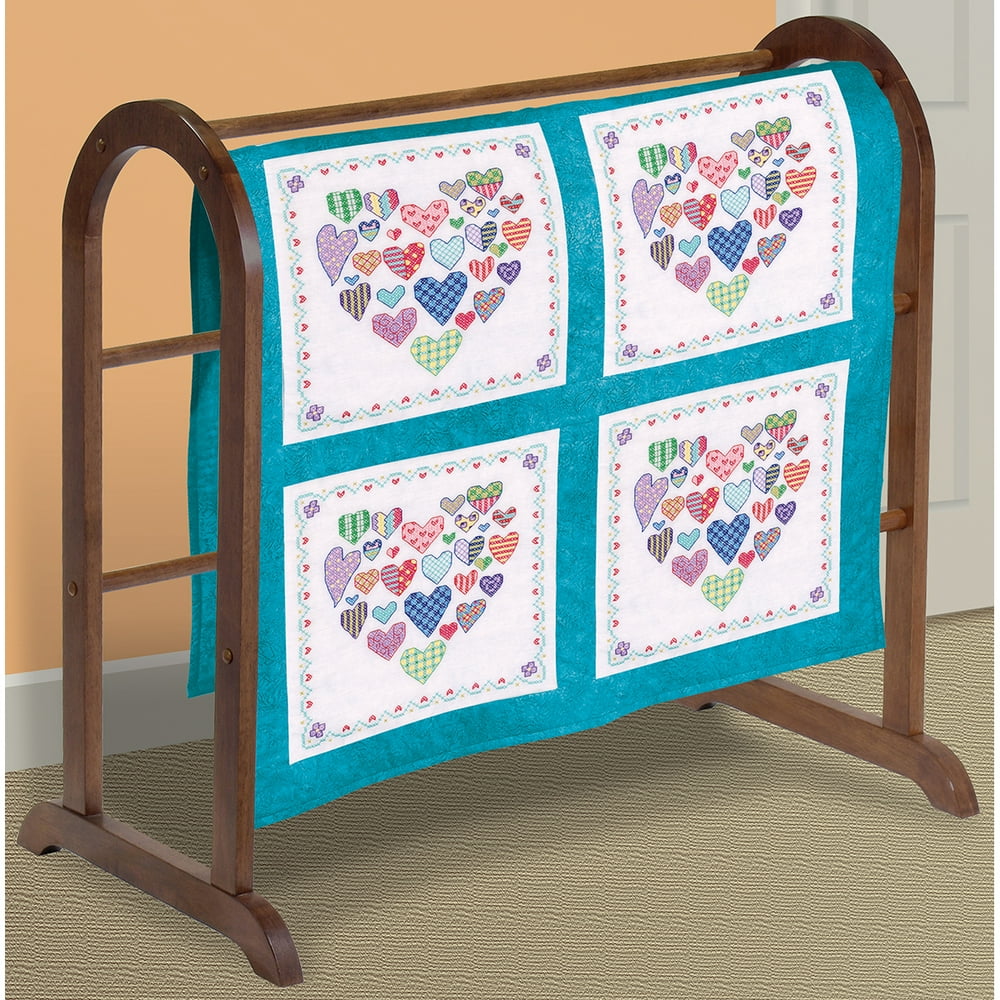 Heart Filled with Hearts Quilt Blocks Stamped CrossStitch, 18" x 18