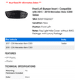 thumbnail image 2 of Front Left Bumper Insert - Compatible with 2015 - 2018 Mercedes-Benz C300 Sedan 2016 2017, 2 of 2