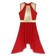 thumbnail image 2 of Kaerm Women Color Block Petchwork Sleeveless Irregular Hem Dress Lyrical Dance Performance Dress Red S, 2 of 7