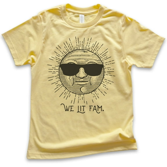 Kids We Lit Fam Shirt, Youth Kids Boy Girl T-Shirt, Sun Shirt, Sunshine Shirt, Family Shirt, Yellow, Medium