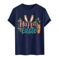 thumbnail image 4 of ibuvkizy Graphic T Shirts for Men Easter Bunny Printed Short Sleeve Shirt,Men's Casual Short Sleeve Easter Print Crew-neck Top Navy,XXL, 4 of 4