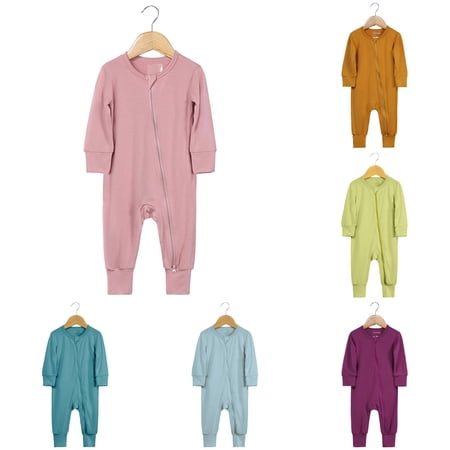 VOUZZA Newborn Zipper Romper Organic Bamboo Fiber Long Sleeve Footless Homewears Sleep and Play Sleeper Jumpsuit