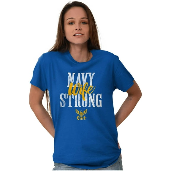 United States Navy Proud Wife Strong USA Women's Graphic T Shirt Tees Brisco Brands M