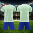 thumbnail image 2 of Zpanxa Boys Teal V-Neck Stripe Soccer Jersey and Navy Shorts Set 2 Piece Athletic Uniform Outfit, 2 of 7