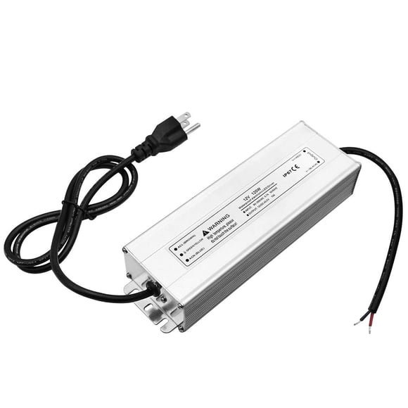 LED Driver Waterproof IP67 120W LED Power Supply Transformer Adapter 110V AC to 12V DC Low Voltage Output with 3-Prong Plug 3.3 Feet Cable for LED Strip Lighting,Outdoor Use