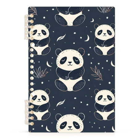 Cartoon Sitting Panda Notebooks 1-subject Journal 60 Sheets A5 College Ruled Paper Detachable Ring 8.3"x5.7"