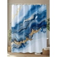 thumbnail image 4 of Abstract Marble Texture Shower Curtain, Waves Gradient Blue Gold Art Waterproof Shower Curtain Set with 12 Hooks Lightweight Washable Fabric Shower Curtains for Bathroom 72x72 Inches, 4 of 6