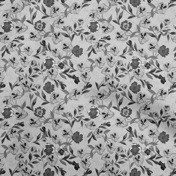 oneOone Cotton Poplin Twill Gray Fabric Floral Sewing Craft Projects Fabric Prints By Yard 56 Inch Wide