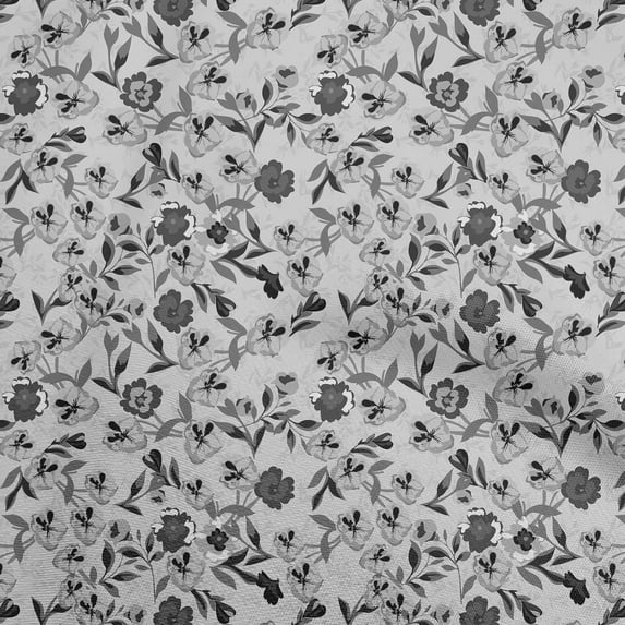 oneOone Georgette Viscose Gray Fabric Floral Sewing Craft Projects Fabric Prints By Yard 42 Inch Wide