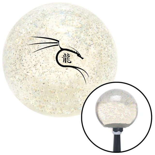 Black Dragon Symbol Clear Metal Flake Shift Knob with M16 x 1.5 Insert Shifter Auto
