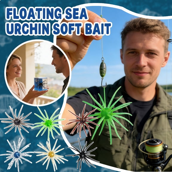 TPE Biomimetic Sea Urchin Fishing Lures, Floating Soft Plastic Bass Bait, Black Water Urchin Ball (1pc)