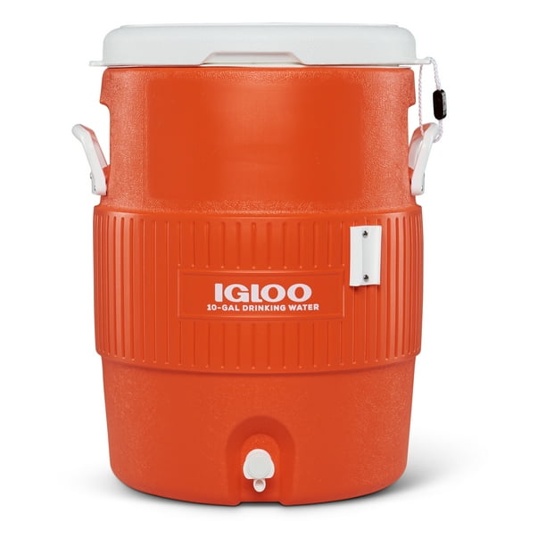 Igloo 10Gallon Seat Top Water Jug with Cup Dispenser Orange