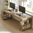 thumbnail image 6 of Tribesigns 78.7" Extra Long Computer Desk with Shelves, Rectangular Double 2 Person Desk Workstaion for Home Office, Natural, 6 of 8