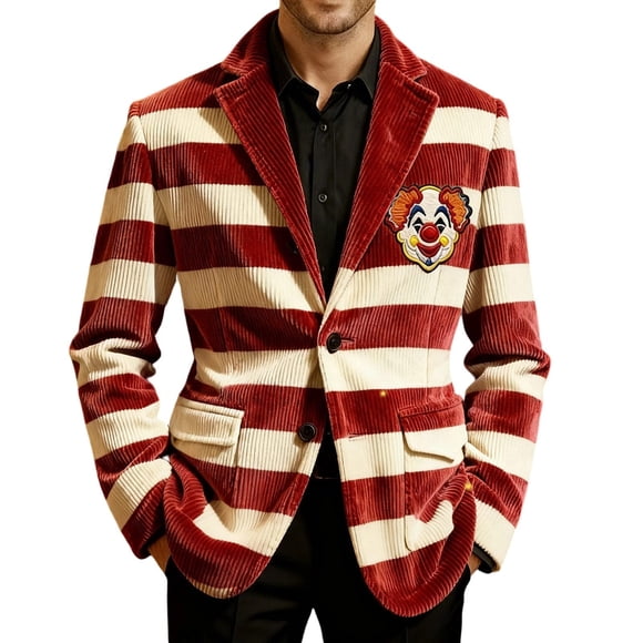 Long Dress Coat for Men Corduroy Print Pocket Button Casual Party Coat
