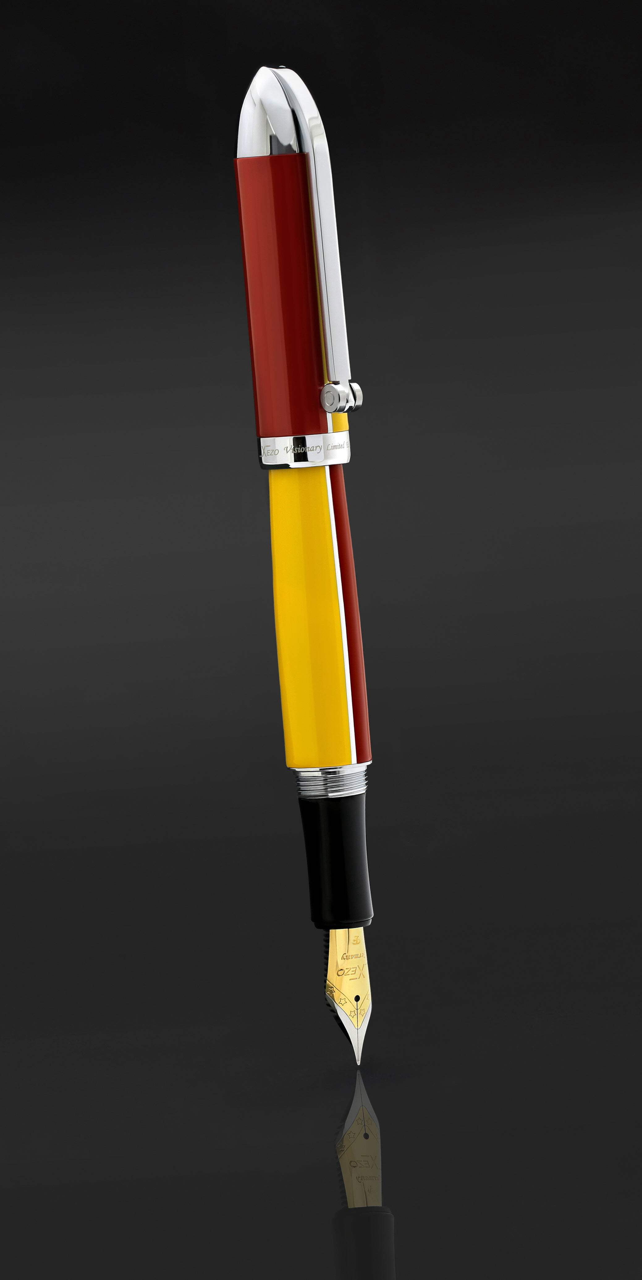 Xezo Xezo Visionary® Brass  Aluminum Enameled Fountain Pen (Fine Nib) - Aspen Gold / Red