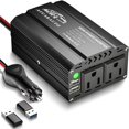thumbnail image 1 of HAYAN 300W Power Inverter for Vehicles DC 12V to 110V AC Car Plug Adapter Outlet Converter with 4.8A Dual USB & USB-C Car Charger Adapter for Laptop - Black, 1 of 1