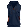 thumbnail image 3 of CIENVNSTG Mens Tank Quarter Zip Pullover Hoodies Workout Gym Athletic Running Casual Fashion Hoodie Sleeveless Summer Outfits Navy XL, 3 of 4